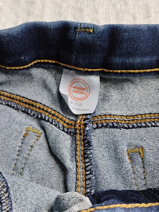 wonder nation Dark Blue Skinny Jeans with Pink & Gold Space Embroidery - Picture 2 of 2